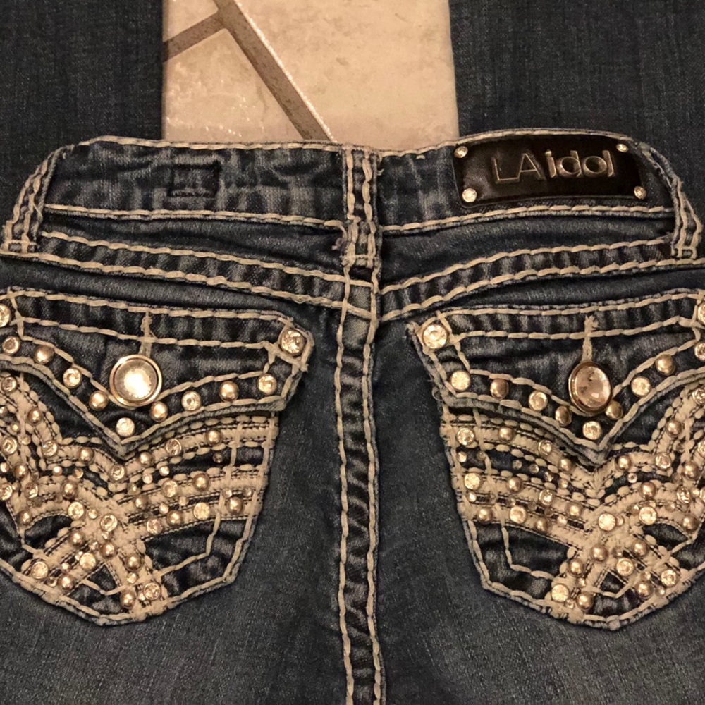 Girls kids size 10 LA Idol bling jeans boot cut